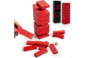 XUBEC La Torre de la Tentación - Juego de Mesa para Parejas Adultos – 48 Fichas en Español + Dado y QR con Instrucciones – Juego Picante y Divertido para Conectar de 2 a 6 Jugadores en Pareja o Amigos