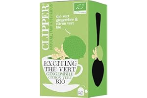 CLIPPER NATURAL, FAIR & DELICIOUS CLIPPER - Exciting Thé Vert Bio Gingembre & Citron Vert - 20 sachets de Thé Bio - 1 paquet