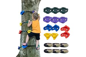 VEVOR Ninja Tree Climbing Kit, 12 Tree Climbing Handles and 6 Ratchet Straps, Large Climbing Rocks for Children and Adults, Climbers and Shapes, for Outdoor Ninja Warrior Obstacle Training