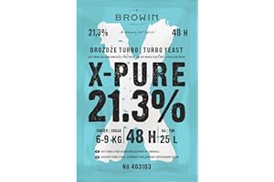 ‎BROWIN BROWIN® Turbo X-Pure Hefe 403103 | qualitative Gärhefe bis 21,3% Alkohol in 48h | für 25 L, für 6-9 kg Zucker, 135 g
