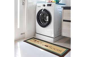 OTTOMANSON Można prać w pralce, obramowany dywan do pralni, antypoślizgowy, gumowy spód, 6 x 5, chodnik do pralni, łazienki, łazienki, umywalni, 50 x 150 cm, beżowe pranie