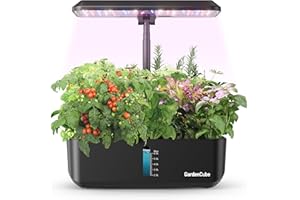 Hydroponics Growing System Indoor Garden: GardenCube 12 Pods Indoor Gardening System with LED Grow Light Height Adjustable Plants Germination Kit Quiet Smart Pump - Hydroponic Planter Fresh Black