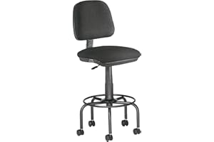 Taburete con respaldo rocada para mesa de dibujo negro regulable en altura hasta 725 mm tela ignifuga