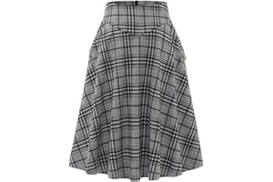 Bbonlinedress Rock Damen Lang Vintage Elegant Plaid Winterrock Warm Elastische Taille A Linie Röcke Casual Rock Hohe Taille Midi Rock