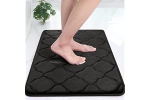 Homaxy Antypoślizgowy dywanik łazienkowy z pianki z pamięcią kształtu, miękki, chłonny dywanik łazienkowy, nadaje się do prania, łatwy w pielęgnacji, 60 x 90 cm, czarny