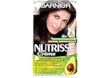 Garnier Nutrisse Permanent Hair Dye, Natural-looking, hair colour result, For All Hair Types, 3 Darkest Brown