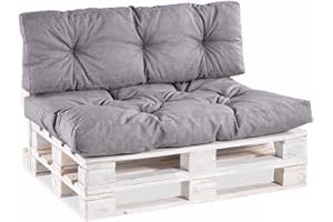 Gutekissen® Cojines para palets Cojines para palets PPI (Asiento 120x60, gesteppt Gris)