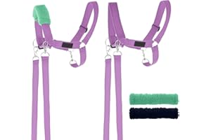 SKIPPI Halfter für Hobby Horse - Lavendel, Hobby Horse Zubehör, Zügeln und 2 Polster im Set, Universalgröße Halfterset