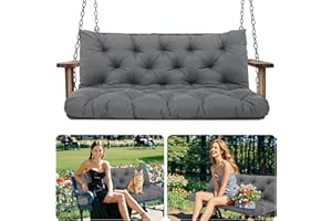 Amdieu Garden Swing Cushions 3 Seater Waterproof Bench Cushions with Backrest and 8 Ties12cm ﻿Thick Swing Cushions Replacement for Outdoor Furniture Garden Swing Porch Patio(Dark Gray-150 x 100 cm)