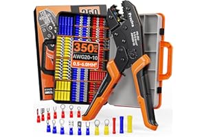 Preciva Insulated Crimping Tool Set with 350 Piece Crimp Connectors & Case, Wire Crimping Tool for 0.5-6mm² (AWG20-10) Bootlace Ferrules for Electrical Work