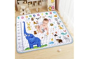Aolso Dywan dla dzieci, 127 x 127 cm składany dywanik dla dzieci, antypoślizgowy bawełniany dywanik do raczkowania, mata dla dzieci do zabawy na podłodze, miękka i gruba słoń