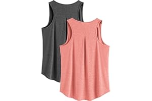 PINSPARK 2er Pack Sport Tank Top Damen Yoga Sport Top Schnelltrocknend Ärmellose Racerback Sporttop Sommer Atmungsaktiv Fitness Laufshirt Jogging Gym Tanktops