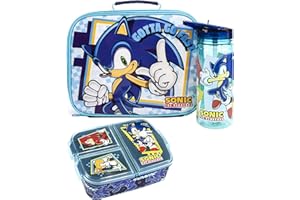 Sonic the Hedgehog Kids Lunch Box Set (Bag, Water Bottle, Snack Pot) One Size