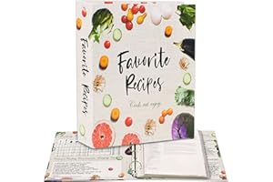 CRAFTSAINTS Recipe Binder 3-Ring A4 Kit with 12 Dividers, 32 Labels, 25 Plastic Sleeves & 25 Recipe Pages. Store Your Printed Recipes & Create Your Own Favorite Recipes Book. Cute DIY Cookbook Set