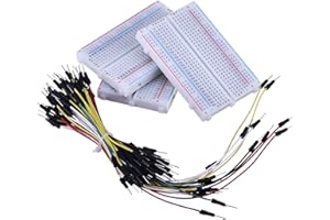 eBoot 3 Pieces 400-Point Solderless Circuit Breadboard with 65 Pieces M/M Flexible Breadboard Jumper Wires