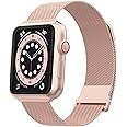 Biuupa Metal Straps Compatible With Apple Watch 38mm 40mm 41mm for Women and Men, Breathable Stainless Steel Mesh Band with Adjustable Magnetic Clasp for iWatch Series 8 7 6 5 4 3 2 1 SE- Rose Pink