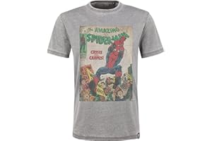 Recovered Marvel Spider-Man T-Shirt - Comic Book Cover - Ecru White - Officially Licensed - Vintage Style, Hand-Printed, Mens/Unisex
