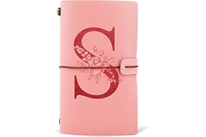 HSDSH Diario in Pelle PU iniziale, Taccuino Diario di Viaggio, Rosa Quaderno Scrittura Appunti Agenda, Compleanno Natale Regalo per Donna Ragazze Amica Studenti Sorella Collega Maestre Rosa(S)