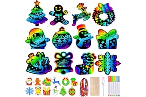 QUANMAITONG Weihnachten Kratzbilder für Kinder，Weihnachts Kratzbuch Set DIY Kleine Geschenke Für Kinder，Weihnachtsdeko Scratch Art Painting Set Kindermitgebsel Weihnachten