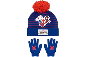 Marvel Bonnet Spiderman | Spidey Et Ses Amis Extraordinaires Gant Et Bonnet Enfant | Bonnet Et Gant Hiver | Taille Unique Bleu