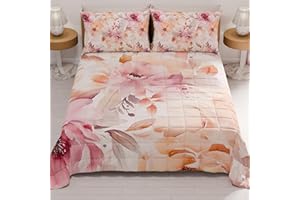 PETTI Artigiani Italiani - Copriletto Matrimoniale Estivo 260x270cm 100 g/m² Double Face, Trapuntino Matrimoniale Primaverile, Trapunta Leggera, Floreale 2, 100% Made in Italy
