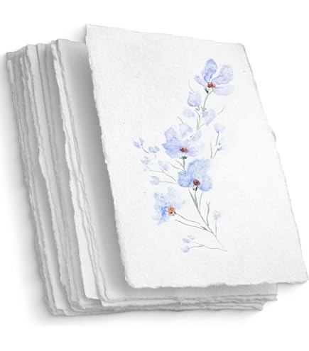 Papier Aquarelle Coton 100% – 25 Feuilles 10x15 Cm – Texture Vintage – Idéal Invitations, Cartes, Peinture