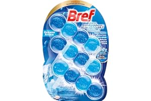 Bref Gel Brillante Océano Ártico Todo en 1 (3 unidad), cesta en gel para una limpieza completa, colgadores WC para la limpieza del baño, frescor duradero y brillo radiante