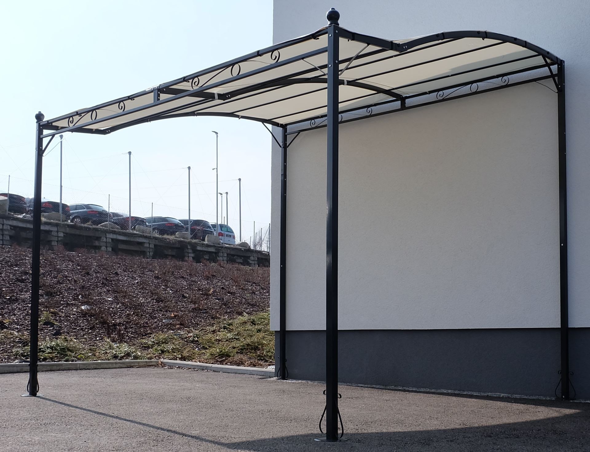 ALEOS. Wand Anbau Pavillon 3 x 2,5 Meter mit Dach 100% wasserdicht UV30+, Farbe:Cremeweiss – Bild 8