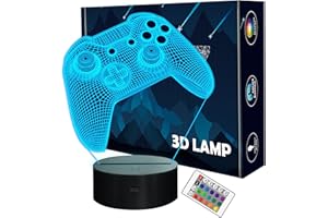 ‎LIGHTZZ 3D Gamepad Nachtlicht, Lightzz Game Console Illusionslampe mit Fernbedienung + Touch 16 Farbblinken Wechseln + Timer Schreibtischlampen Kinderzimmer Geschenke für Spielefan