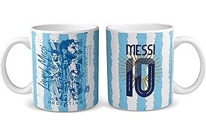 MUNDO AVIOS Messi. Taza cerámica conmemorativa de Lionel Messi en la selección Argentina de futbol, AFA. 325ml. 11oz. Diseños propios, únicos y originales en todos nuestros productos. Somos Sportivo Maglietta.