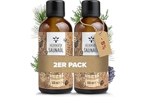 Heldengrün Olio biologico per sauna con pino cembro, abete e legno di cedro, infuso per sauna naturale con olio essenziale biologico, 2 x 100 ml