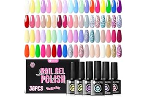 ‎UR SUGAR UR SUGAR UV Nagellack Set, 36 Stück Shellac Nagellack Gel Nagellack Neon Macaroon Pastell Farbgel Nude Rosa Gelnägel für Nagelstudio Design Starter Maniküre Geschenkset