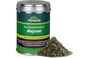 ‎HERBARIA Herbaria Majoran bio 15g – Bio Majoran getrocknet und gerebelt – Bio Kräuter, Bio Gewürze, Bio Küchenkräuter – Premium Qualität – in nachhaltiger Weißblechdose