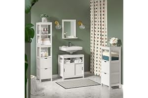 ‎SOBUY SoBuy® Bad Möbel Set 4-teilig, Badezimmermöbel, Badregal, Badschrank, Badmöbel, FRG126-W+FRG127-W+FRG128-W+FRG129-W