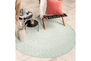 ‎FRAAI | HOME & LIVING FRAAI | Home & Living In- & Outdoor Teppich Rund - Summer Azteca Mint - Wetterfest - Polypropylen - Flachgewebe - Balkon, Garten/Terrasse - Terrasse - Rug