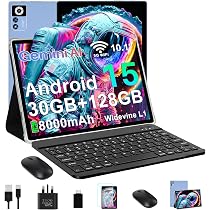 Tablet 10 Inch Android 15, 30GB RAM+128GB ROM (TF 2TB), 5G WiFi