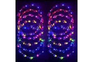 SUNSHINE SMILE 12Pcs LED Haarreif,Haarkranz LED,Haarkranz Leuchtend,Blumenkranz Leuchtend,Led Blumenkranz Haare für Damen Geburtstag Weihnachten Halloween Fasching Party Hochzeit Dekor,Garland Stirnband