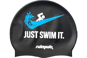 SWIMXWIN Gorro de Silicona Just Swim | Gorro de Natación | Gorro de Piscina | Alta Comodidad y Adherencia | Diseño y Estilo Italiano