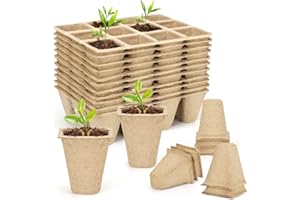 FLOEPX Anzuchttöpfe im Set,12 Stück 144 Gitter Anzucht Topf aus Holzfasern,eckig Anzuchttöpfe für Pflanzen,Anzuchttöpfe Biologisch Abbaubar,Aussaattöpfe Pflanztopf,Pflanzen anzucht Set Obst und Gemüse