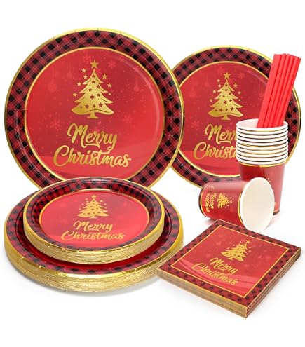 Vesvi 60 Stück Weihnachts Pappteller Weihnachtsbau Produktbild-Vorschau 3
