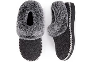 EverFoams Damen Bootie Hausschuhe Warm Weich Bequem Memoryschaum Rutschfeste Innen Pantoffeln mit flauschigem Kragen