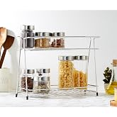 Amazon Brand - Solimo Two-Tier Countertop Kitchen Rack, Stainless Steel (36 Cm X 29 Cm X 16 Cm)