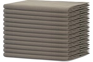 SWEETNEEDLE Sweet Needle - Paquete de 12 - Servilletas de Gran tamaño 100% algodón 45 CM x 45 CM (18" x 18"), Gris Oscuro - Tela Gruesa para Uso Diario con Esquinas Redondeadas