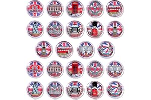 STARUBY 24Pcs Glass Fridge Magnets, Decorative Refrigerator Stickers, Cute Magnetic Fridge Decorations for Office Whiteboard, Kitchen, School Locker, London