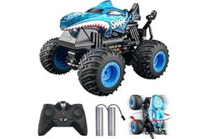 ACAMMZAR Voiture Télécommandée, 2.4GHz 20Km/h RC Monster Truck, RC Voiture Telecommandé Tout Terrain, avec 2 Batteries 60 Min+, RC Car avec LED Musique 360°Rotation, pour Enfants Adultes, Bleu