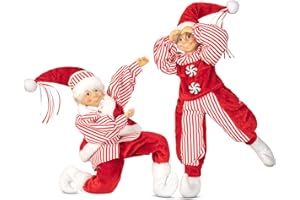 KI Store 45cm Elves Figuren rot Weiss elf Wichtel Elfen Weihnachtselfe Weihnachts Dekoration für Christbaumschmuck für die Weihnachts Dekoration
