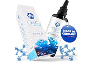 The higher BLUE® Methylenblau 1% Lösung 100ml im Violettglas | Tropfen | Ph. Eur. Reinstoff | frei von Schwermetallen | Hergestellt und Laborgeprüft in Deutschland