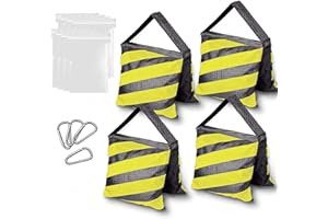 EMART 4er Pack Sandbag Sandsack Schwarz/Gelb für Fotografie, Strapazierfähiger Sandsäcke für Fotostudio, Video, Stativhalterungen