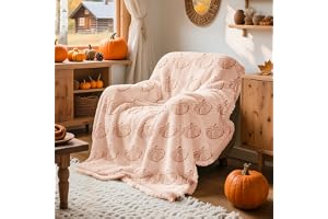 Lanpn Höstpäls prydnadsfilt, 530 GSM sherpa fleece överkast, mjuka 3D-pumpa-filtar, höstplysch mysig, Thanksgiving hem säng v