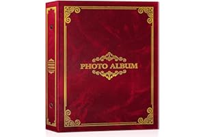 Lanpn Photo Album 6x4 Slip in, Traditional Classic 400 Pockets Photo Albums Holds Portrait Only 10x15cm Picture Red
